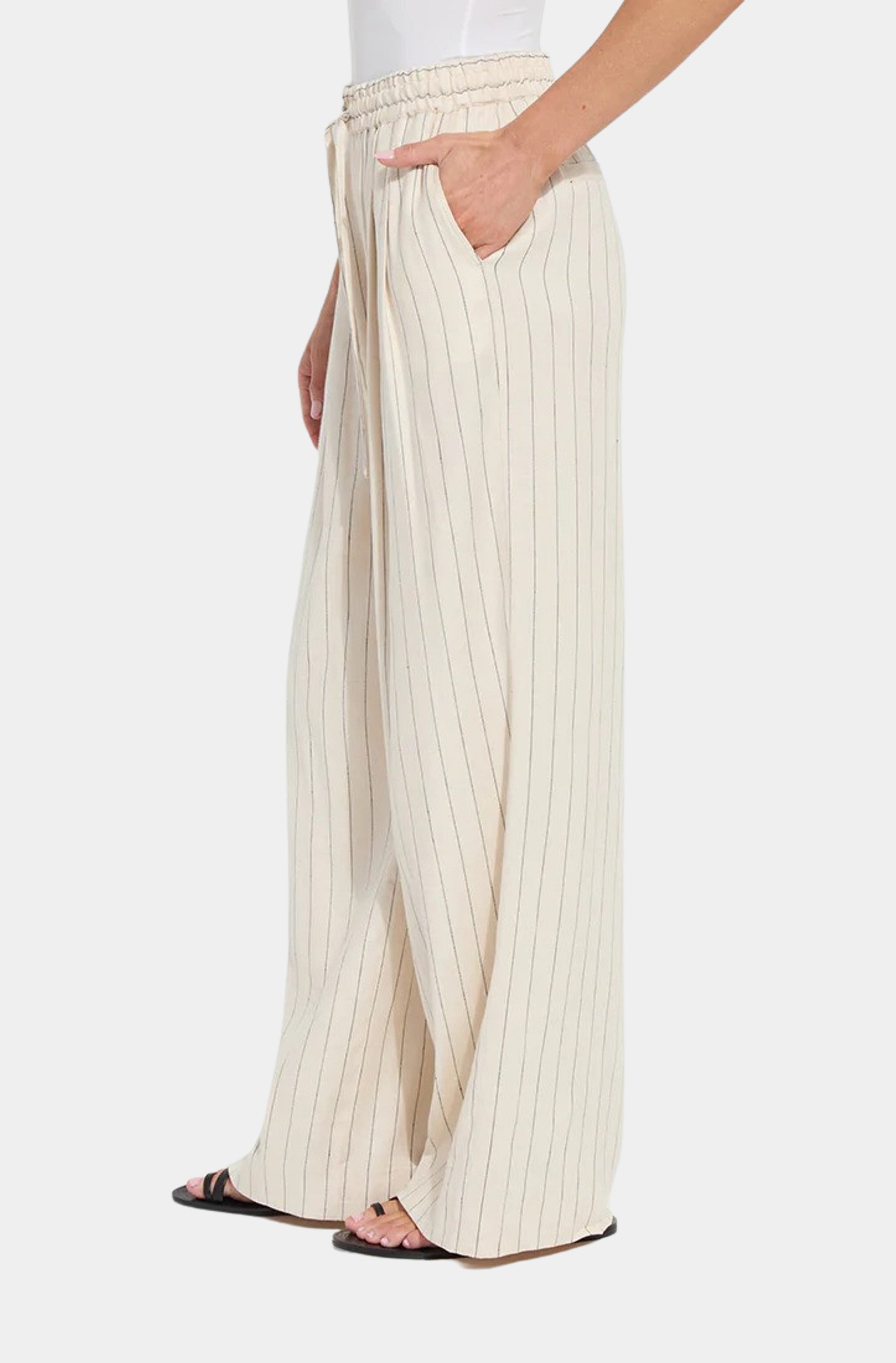 Iria Pleated Drawstring Wide Leg Pant