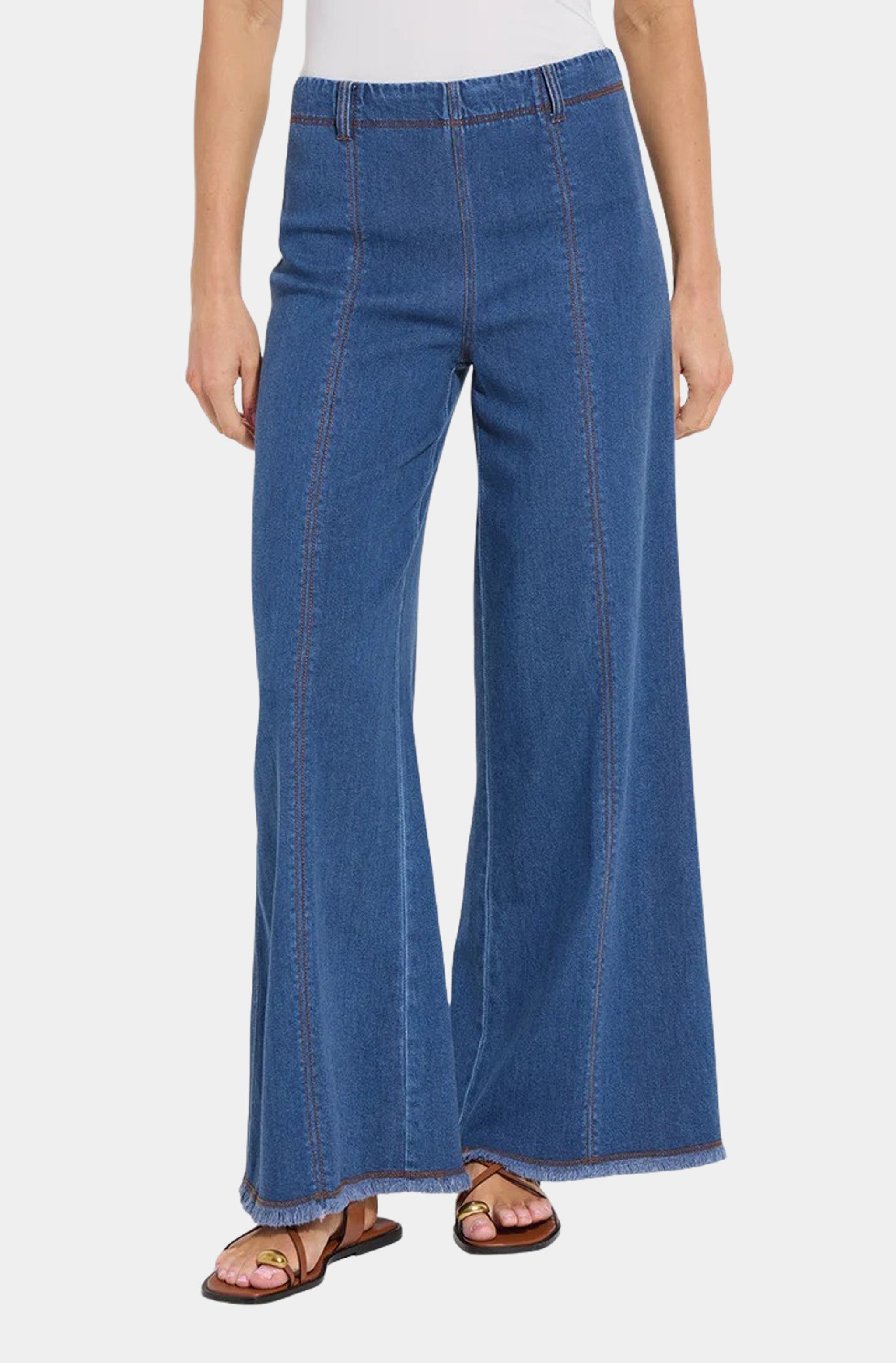 Irabella Fringed Wide Leg Denim