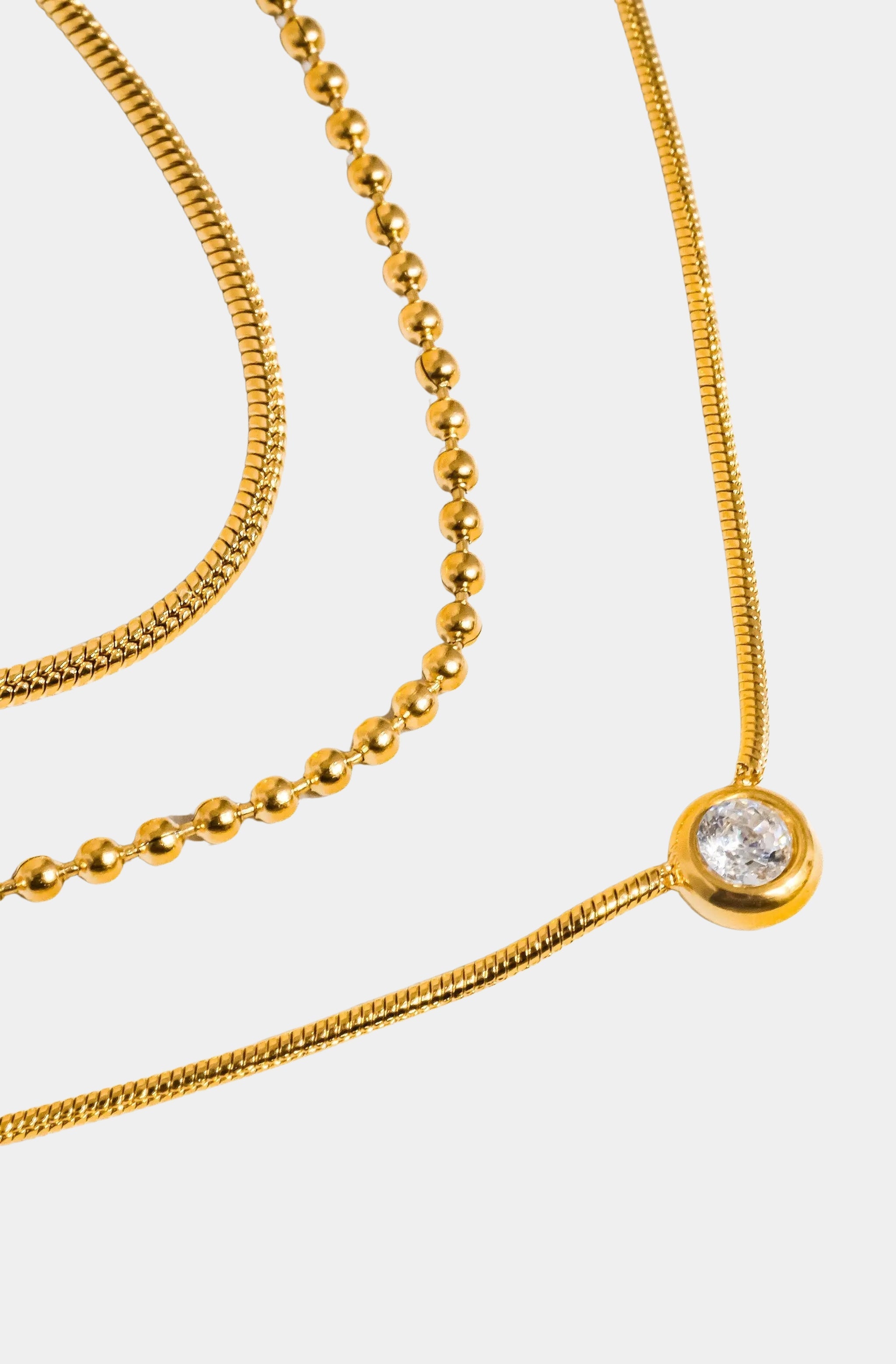 Paulette Trilayer CZ Chain Necklace