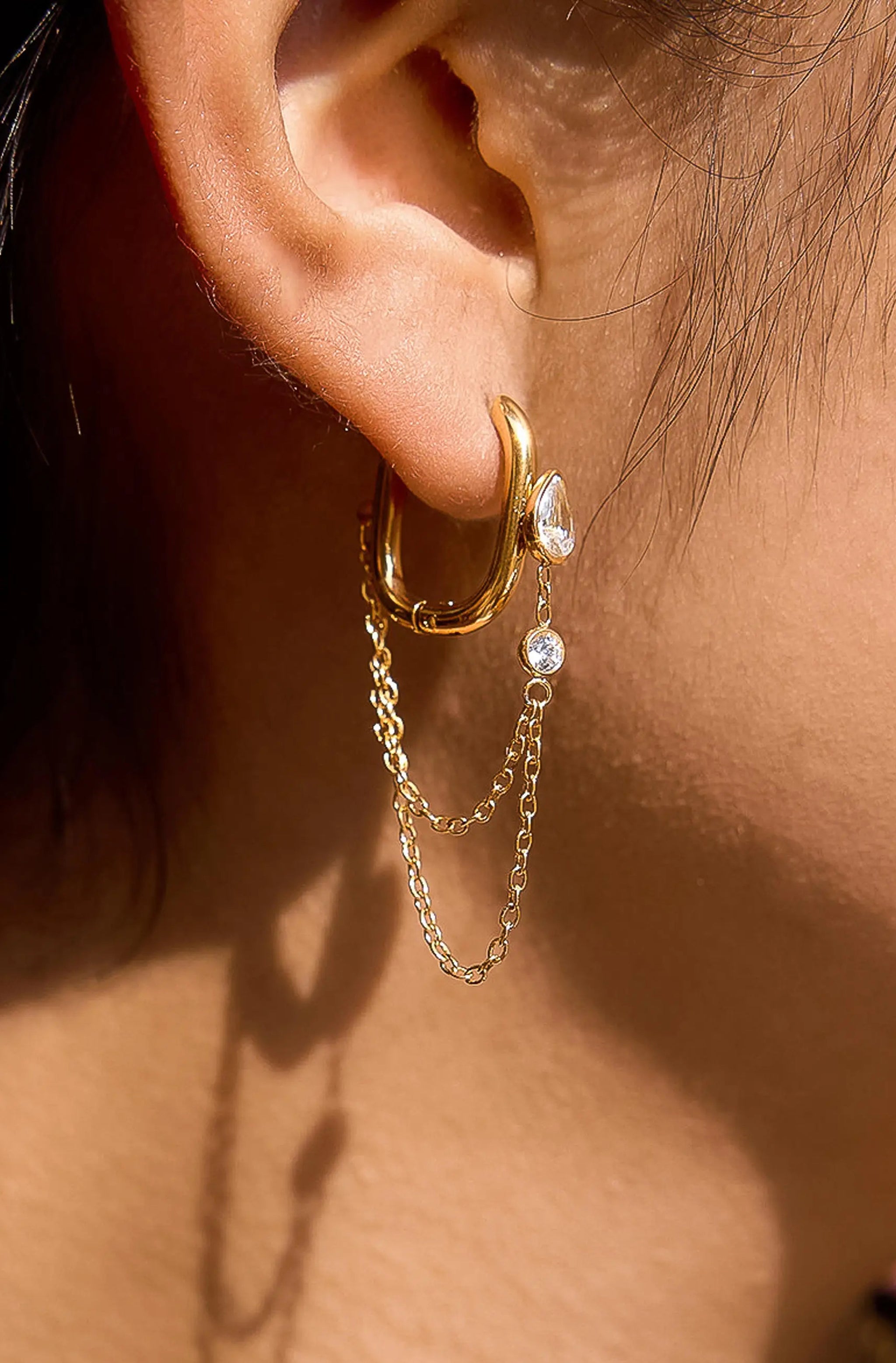 Lucienne CZ Chain Link Drop Earrings