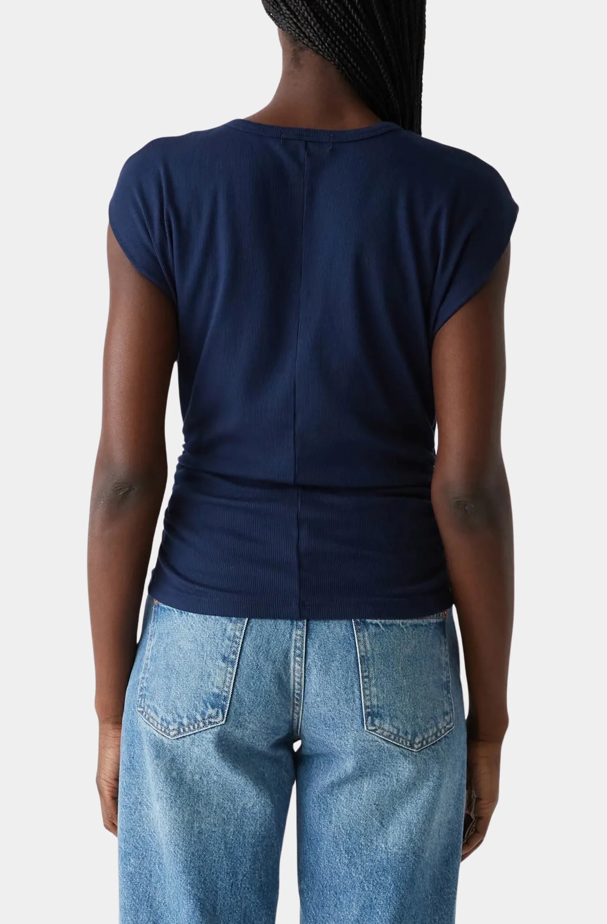 Joni Crew Neck Power Shoulder Top