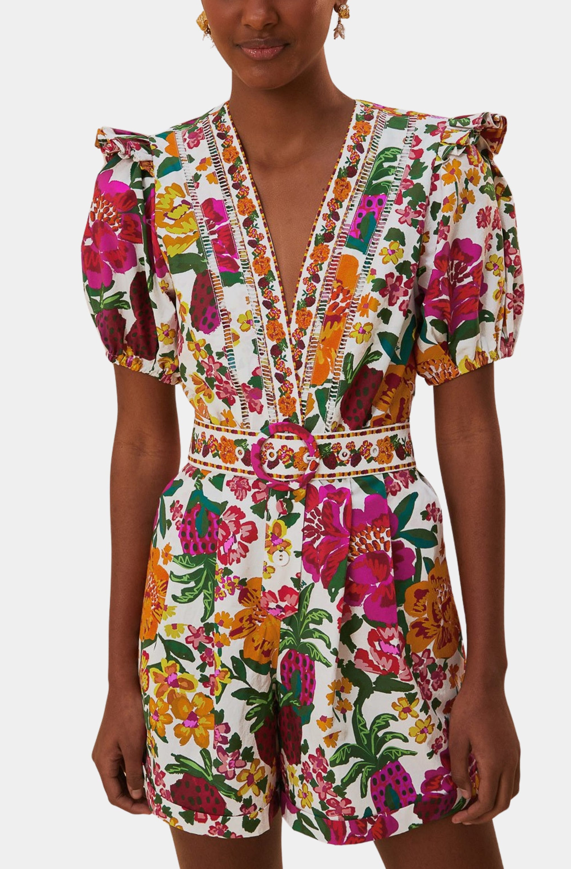 Flowerful Sketch Off-White Romper