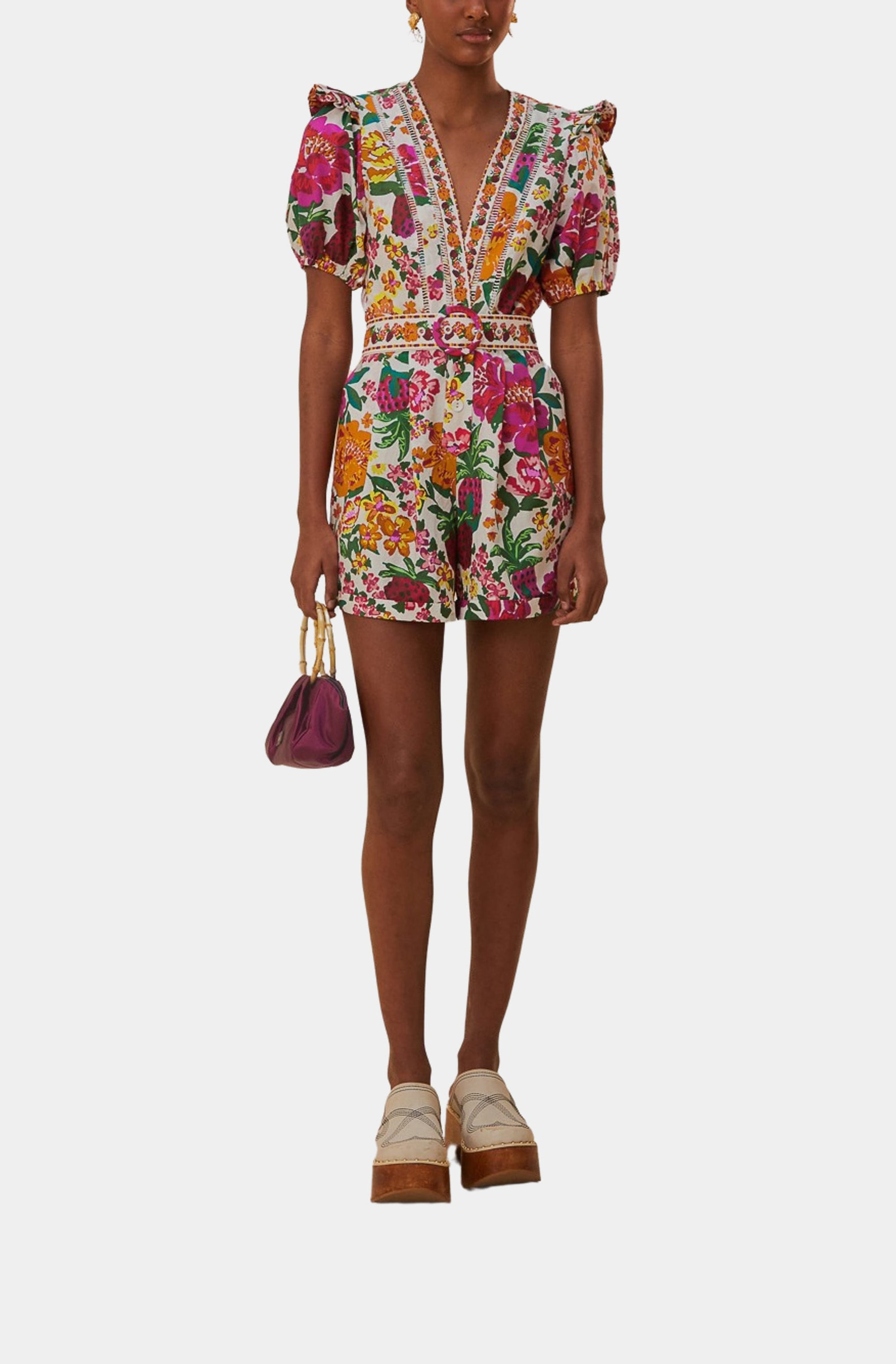 Flowerful Sketch Off-White Romper