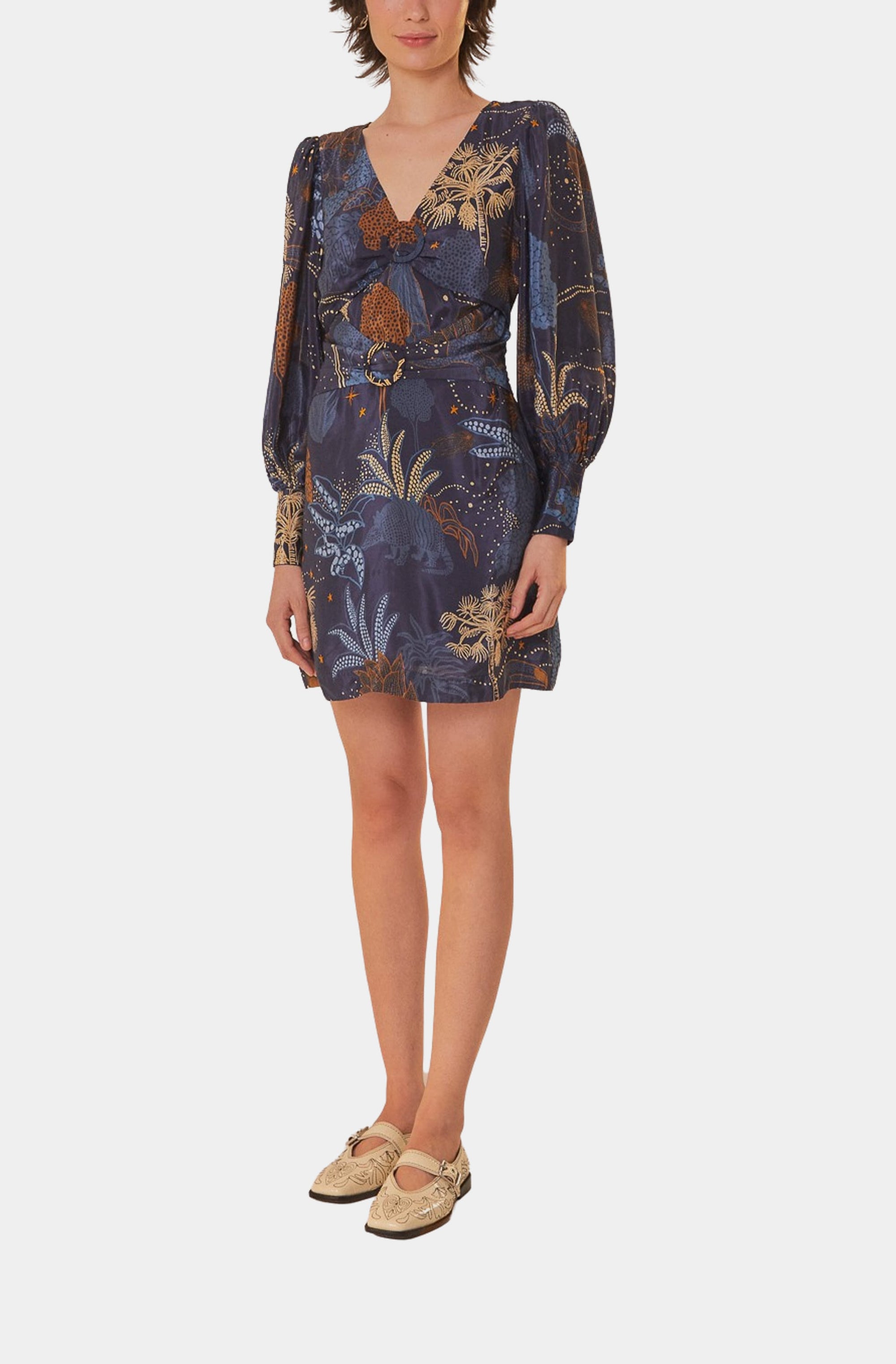 Night Jungle Navy Blue Mini Dress