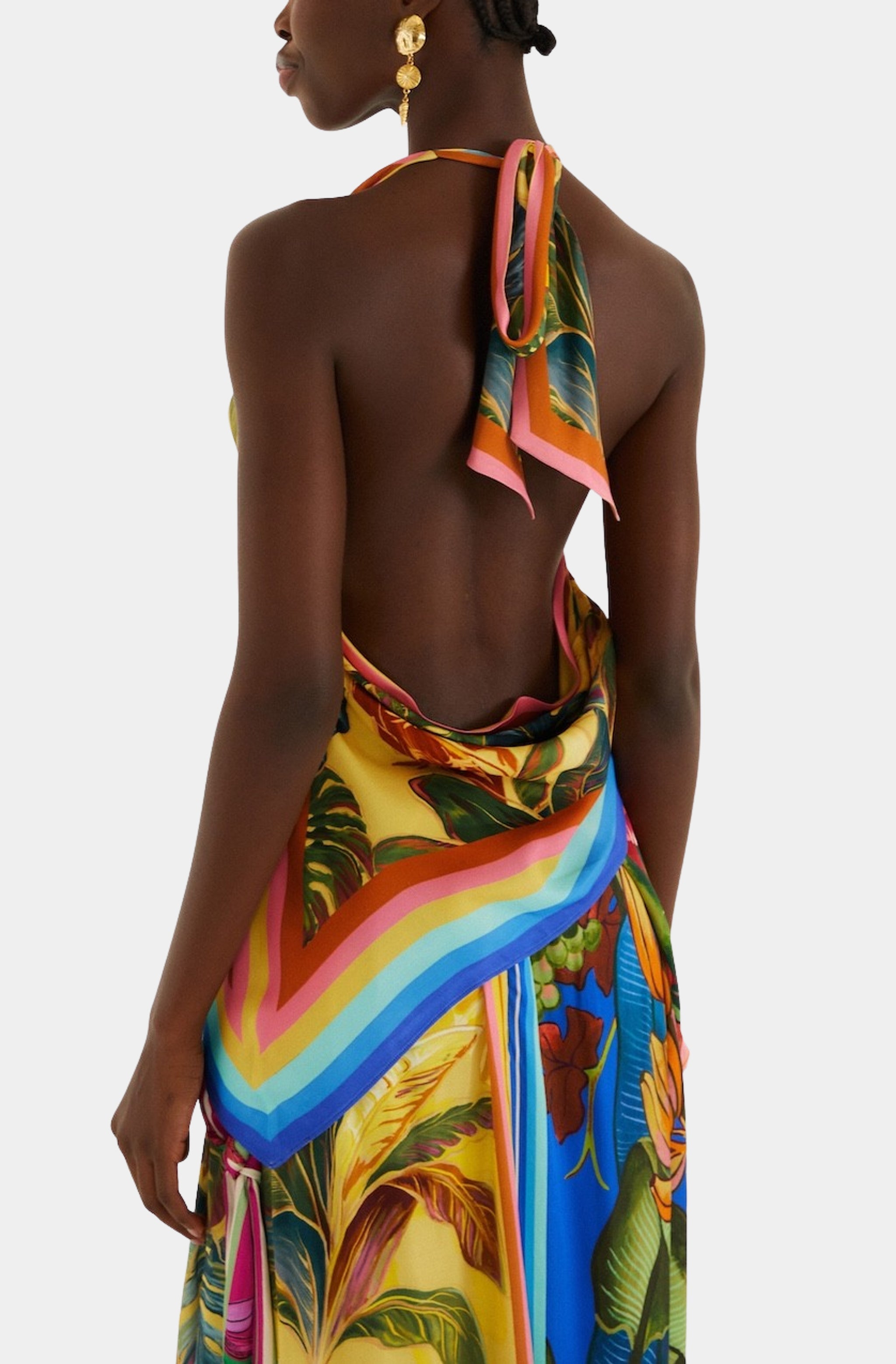 Rainbow Summer Multicolor Sleeveless Scarf Blouse