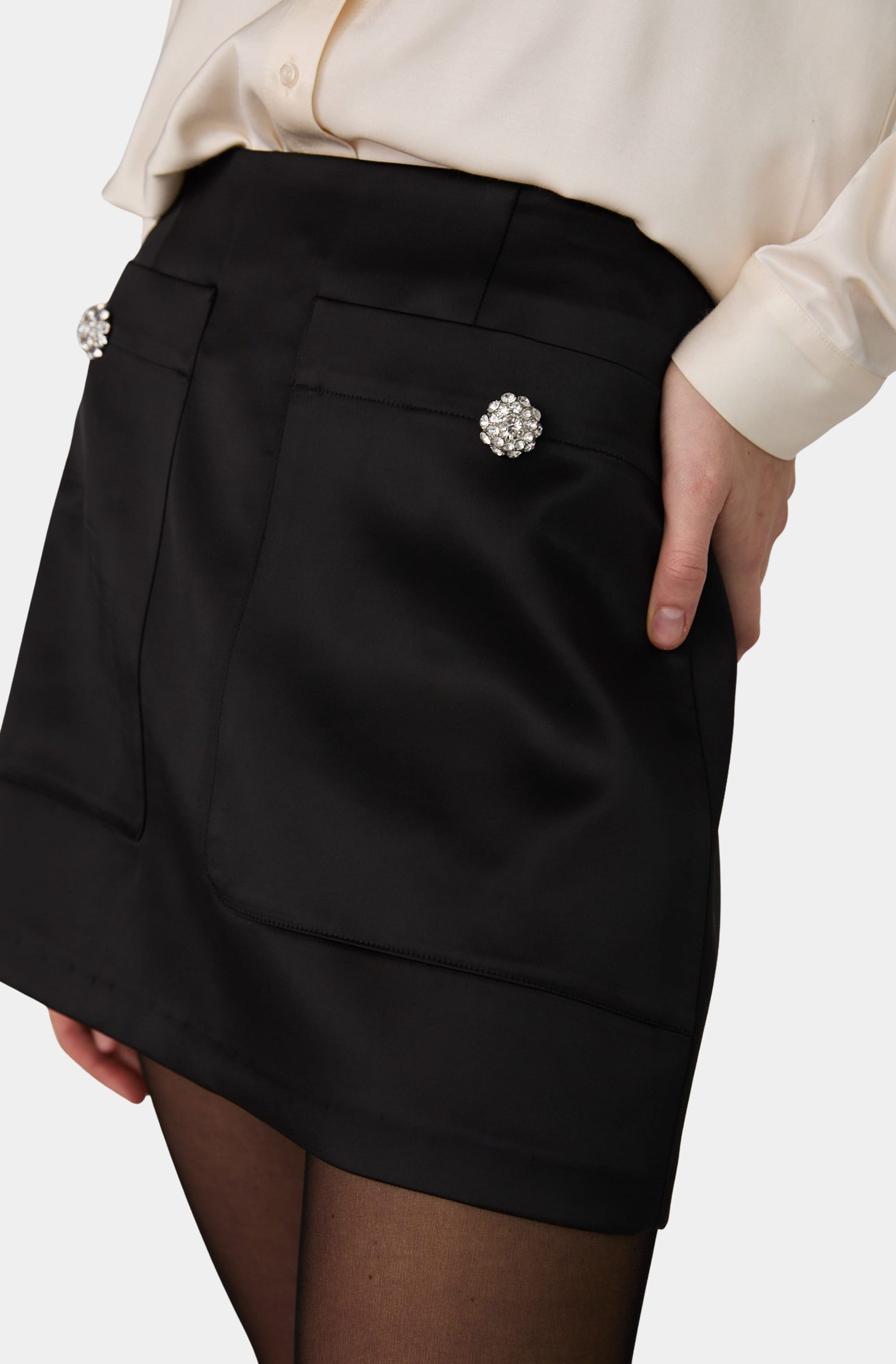 Carey Satin Embellished Skirt