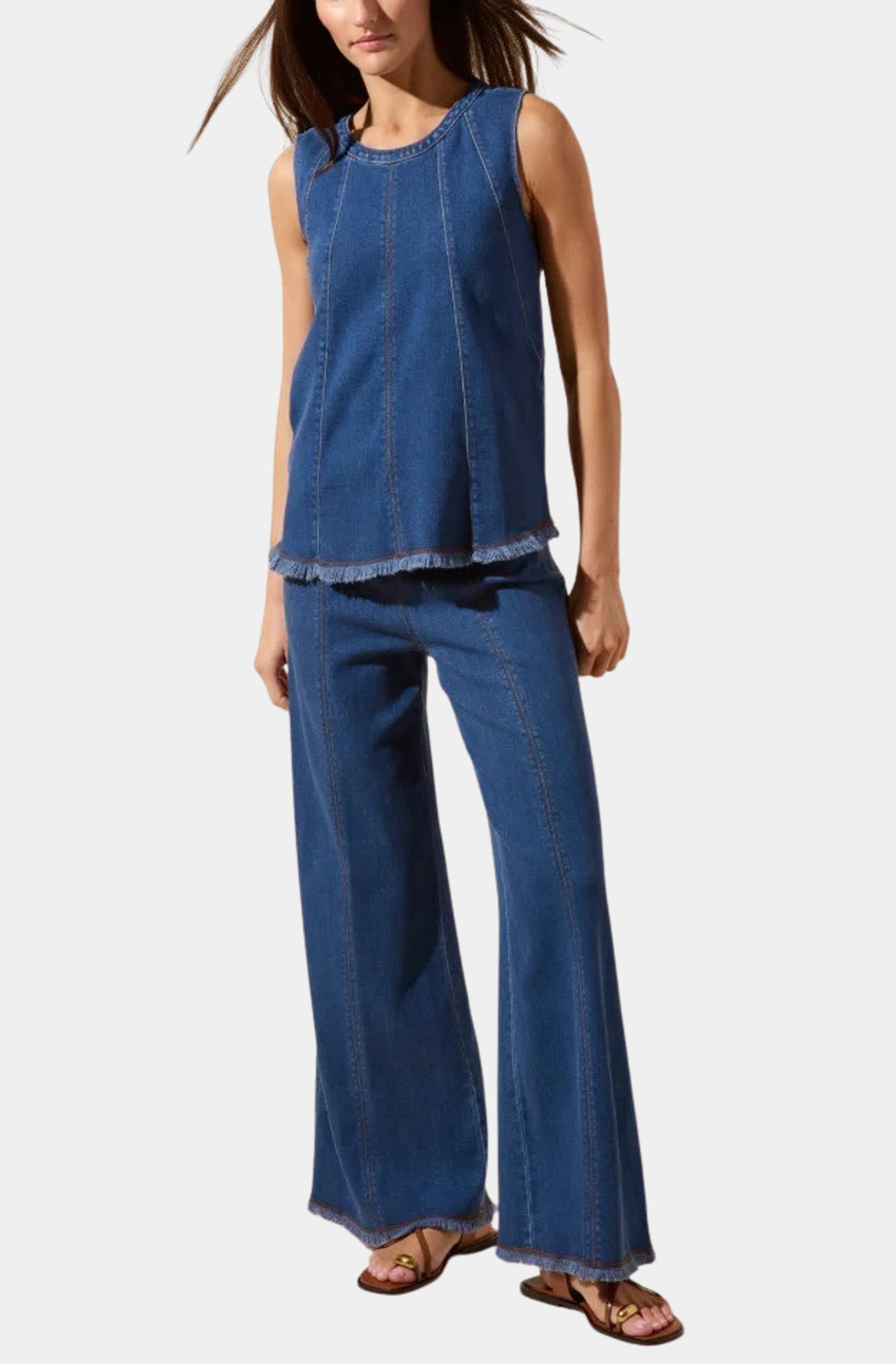 Irabella Fringed Wide Leg Denim