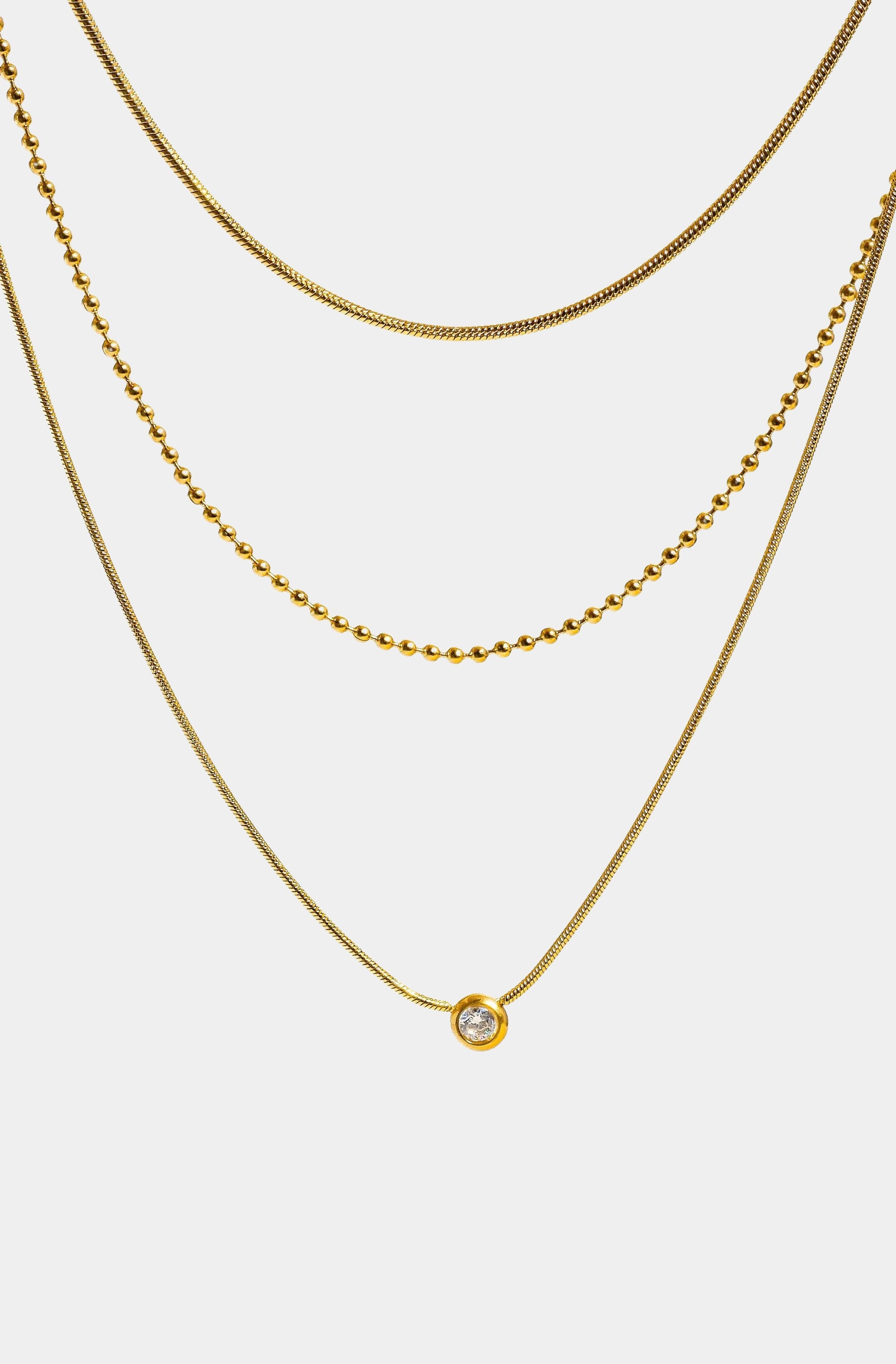 Paulette Trilayer CZ Chain Necklace