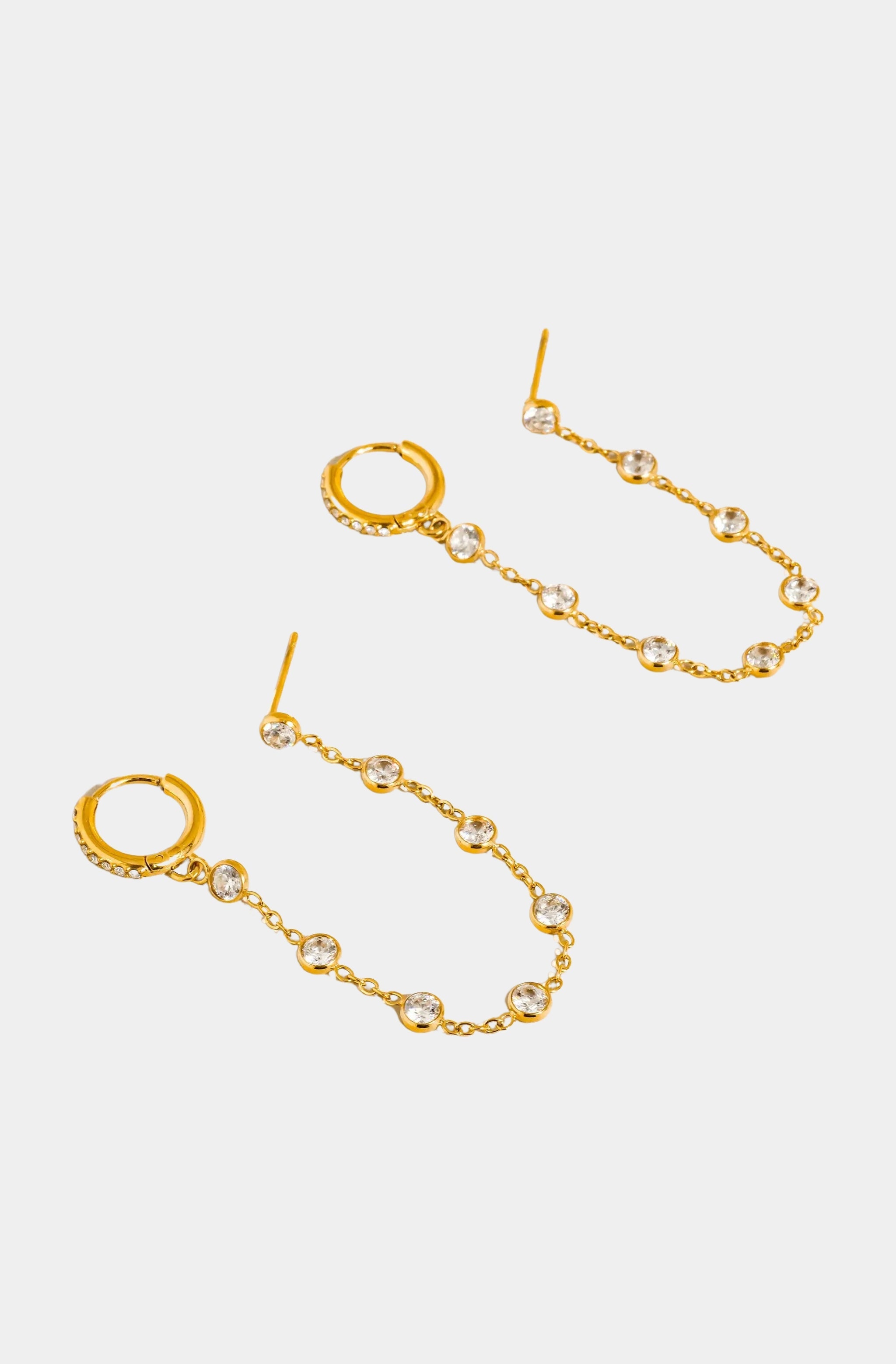 Daffira Crystal Chain Link Earrings