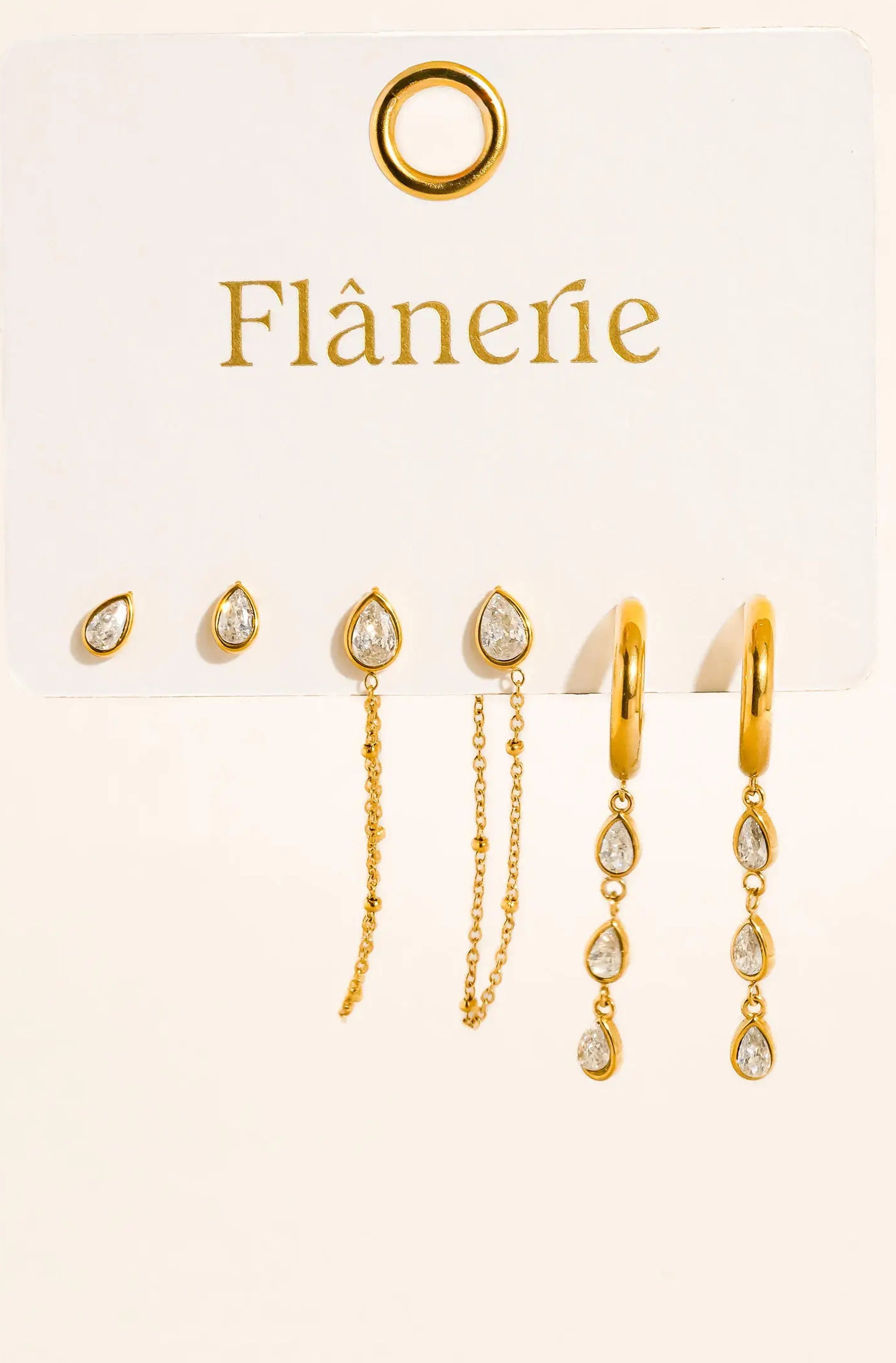 Finley CZ Chain Drop Earring Sets
