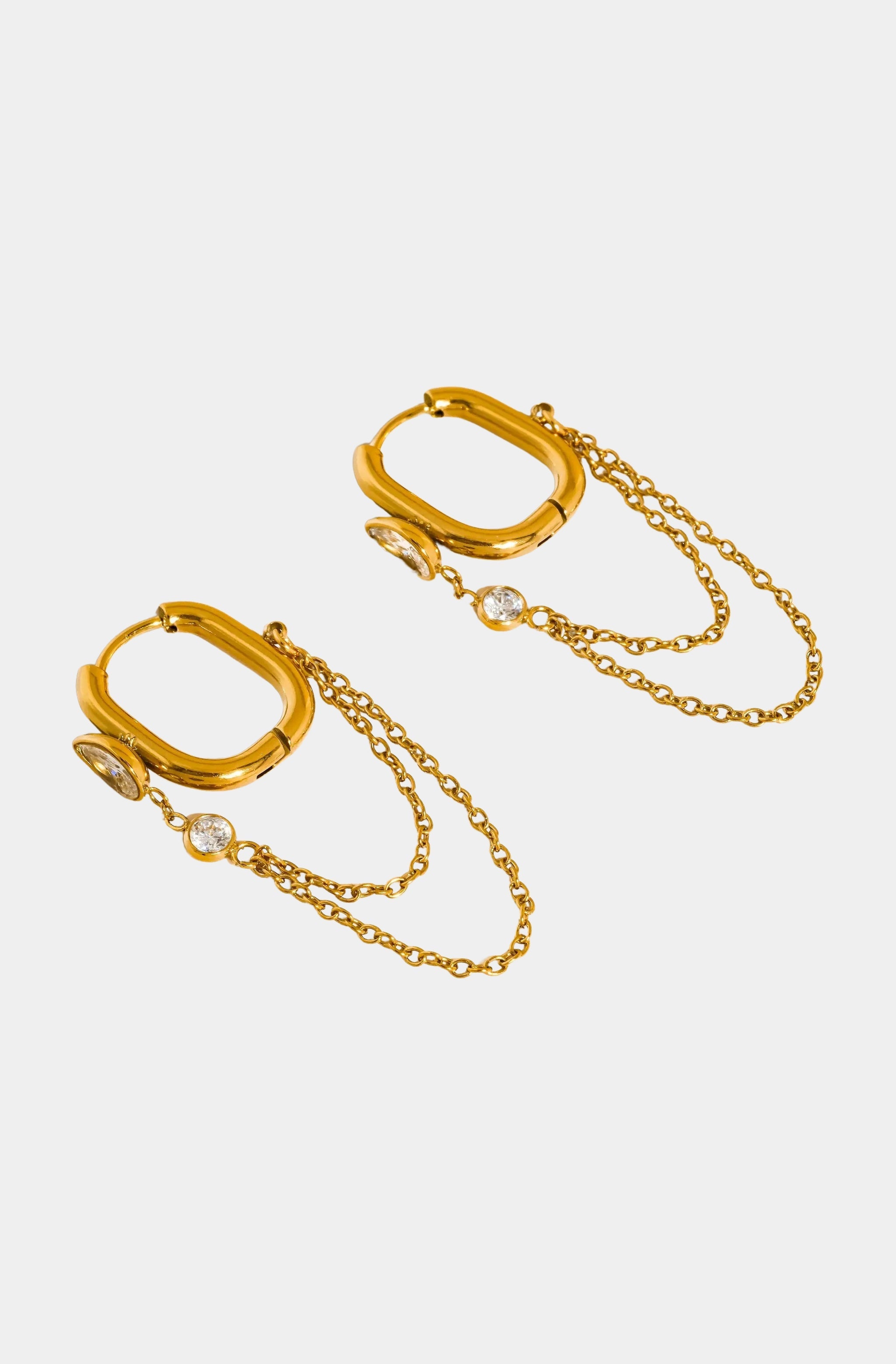 Lucienne CZ Chain Link Drop Earrings