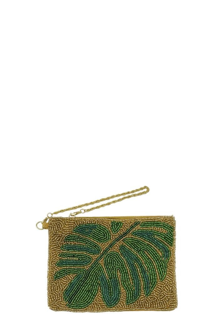 Beaded Palm Leaf Coin Pouch